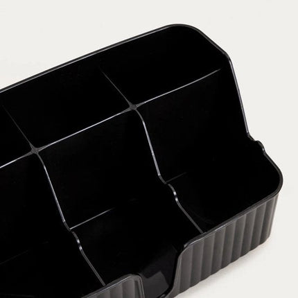 Homla - Diall Badkamer Organiser - Organiser met Vakken - Opbergbak voor Cosmetica en Accessoires - Kunststof Opberger - Aanrecht Organiser - 22 x 10 x 13 cm - Zwart