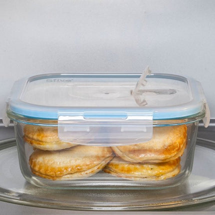 5Five Vershoudbakje met deksel - 3x - glas - luchtdicht - met clips - 18 x 12 x 6 cm - 800 ml