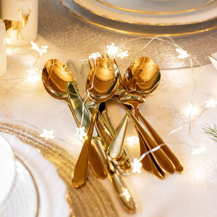 HOMLA - Abele Bestekset - 16-Delig Luxe Bestekset - Iridescent Cutlery Set - Modern Design Tafelbestek - Lepels, Vorken & Messen - RVS - Goud