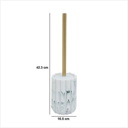 Badkamer Accessoiresset – Moderne Badkamer Accessoires – Zeeppomp 230ml & Toiletborstel Set – Luxe Zeepdispenser & Toiletborstel met Houder – Polyresin – Wit Marmer