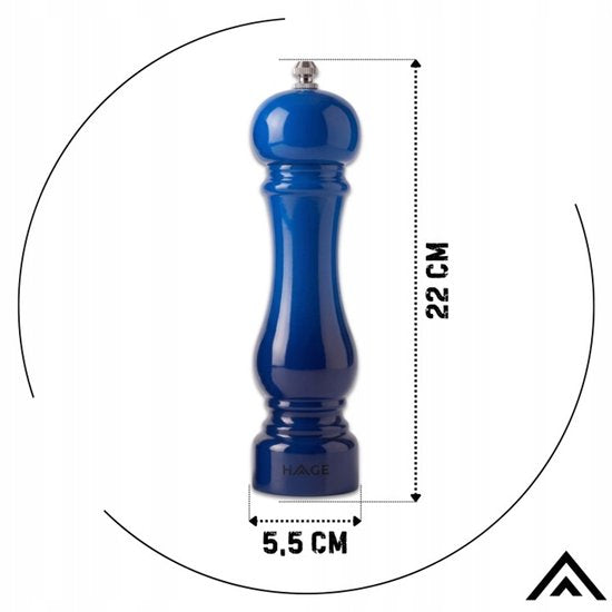 Hage - 3-Delig Keukenset - Gietijzeren Koekenpan 20 cm & Braadpan 5L met Deksel - 2 Handmatige Zout- en Pepermolens 100 ml - Geëmailleerd - Inductie, Gas & Oven - Blauw