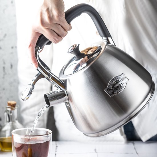 Klausberg KB-7612 - Flötenkessel - 3 Liter - Edelstahl - alle Herdarten - Silberfarben