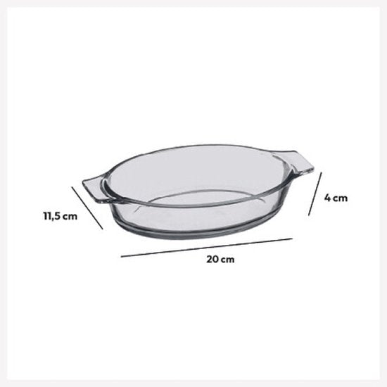 Ovenschaal - Mini Ovale Ovenschalen - Bakvorm - Set van 2 - Borosilicaat Glazen - Ovaal - 0,4 L - 20 x 11 cm - Transparant