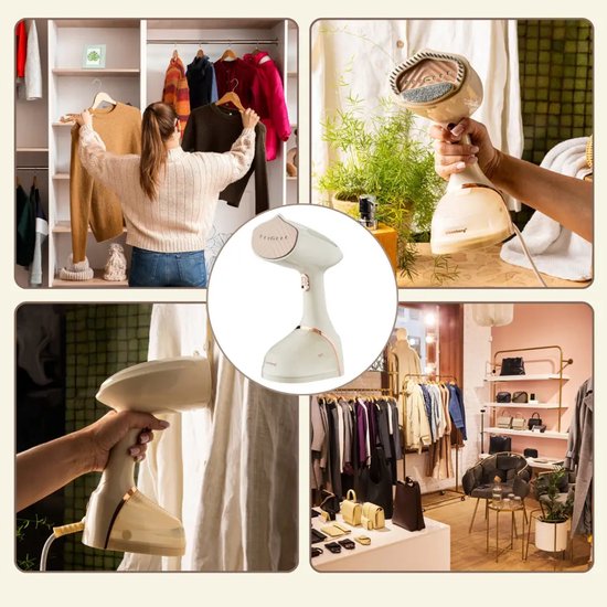 Klausberg - Garment Steamer - Handheld Steamer - Clothes Wrinkle Remover - Vertical Steamer - Steam Iron - For Clothing and Textiles - 400 ml - 1500W - Beige