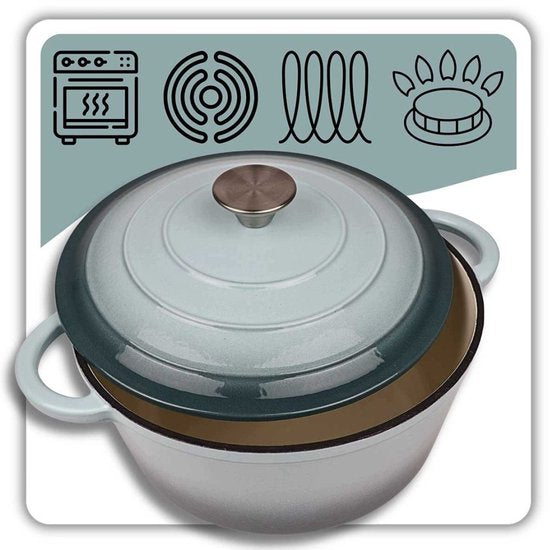 Hage gietijzeren braadpan met deksel – 5 liter, Ø 26 cm, mintgroen – foto 4