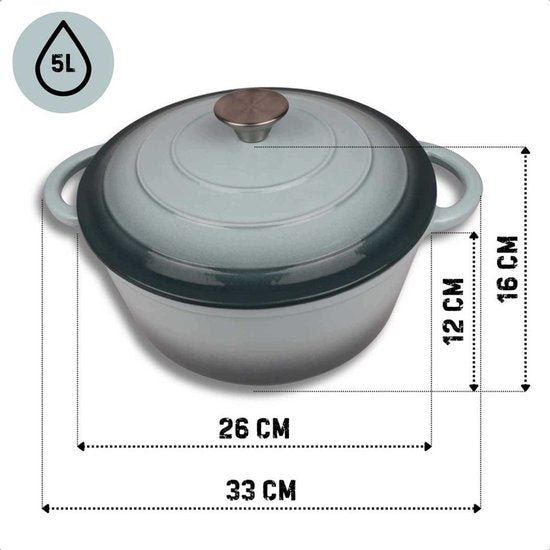 Hage gietijzeren braadpan met deksel – 5 liter, Ø 26 cm, mintgroen – foto 3