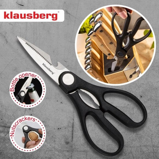Klausberg - Knife Set - 13-Piece - Kitchen Knife Set - 6 Steak Knives - Stainless Steel Kitchen Knives - Includes Kitchen Scissors - Kitchen Accessories with Knife Block and Sharpener - Wood Look