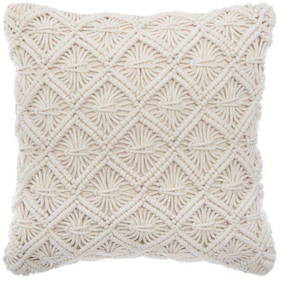 Bankkussen - Sierkussen - Macramé Kussen - Set van 2 - Zomer Kussens - voor Woonkamer & Slaapkamer - Boho Decoratief Kussenhoes - Vierkant - 40x40 cm - Beige