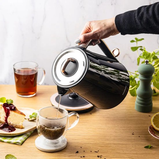 Klausberg elektrische waterkoker 1,7 liter – RVS, 2200 W, zwart met chroom – foto 2