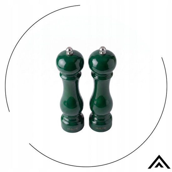 Hage - Manual Pepper and Salt Mills - Salt & Pepper - Ceramic Grinder - Adjustable Grind - 100 ml - Ø5.5 x 22 cm - Bottle Green