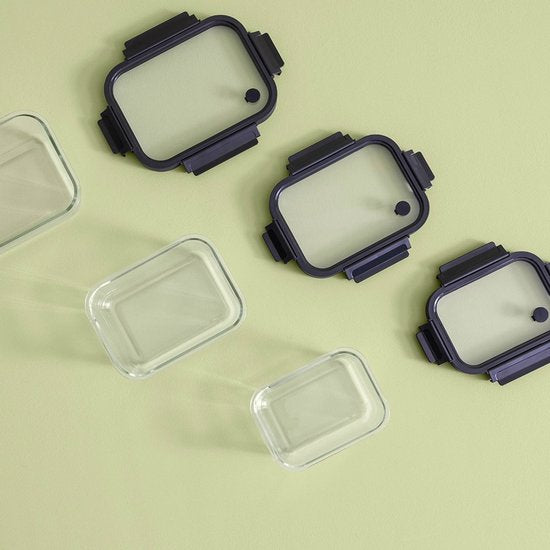Glass food storage container 370 ml Five® - Transparent - With lid | Dishwasher safe | Microwave safe | Airtight | Freezer safe | BPA-free | Waterproof