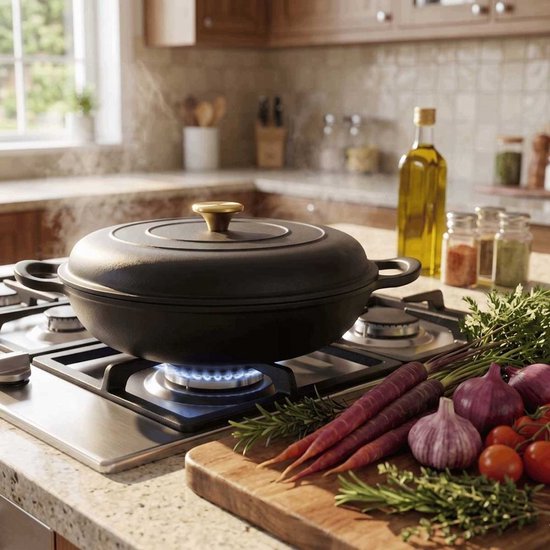 Hage Lage Cast Iron Casserole with Lid – 3 L – Matte Black