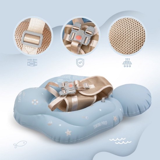 Sipo Swim Pro baby zwemband met zitje – zwemtrainer 6-36 maanden, blauw – foto 6