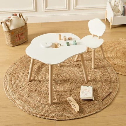Douceur Organic Kindermeubel - Kindermeubelset - Kindermeubel - 1 Tafel + 1 Stoel - Set voor Kinderen - MDF & Dennenhout - Wit