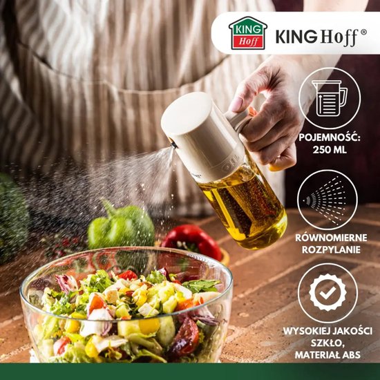Kinghoff olie- en azijnspray, set van 2 – glazen spuitfles 250 ml, beige – foto 2
