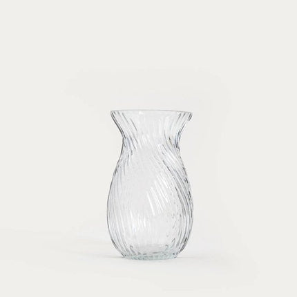 Homla - Vaas - Bloemenvaas - Moderne Decoratieve Vaas - Geribbelde Glazen Vaas - Fluted Design voor Verse Bloemen & Droogbloemen - Ø12 x 20.5 cm - Transparant