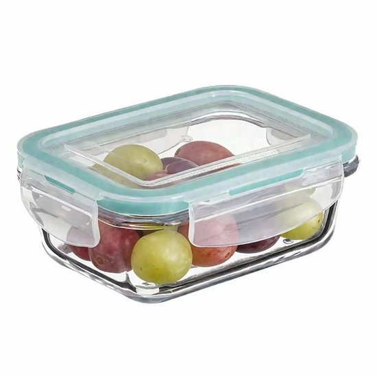 5Five Food container with lid - glass - airtight - with clips - 14 x 10 x 5 cm - 0.73 L