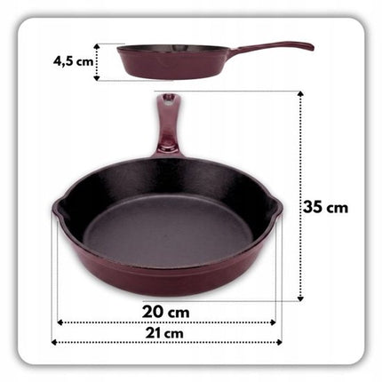 Hage - Koekenpan - Geëmailleerde Gietijzeren Koekenpan - Cast Iron Frying Pan - Geschikt voor Inductie, Gas & Oven - Ø20 x 4.5 cm - Paars