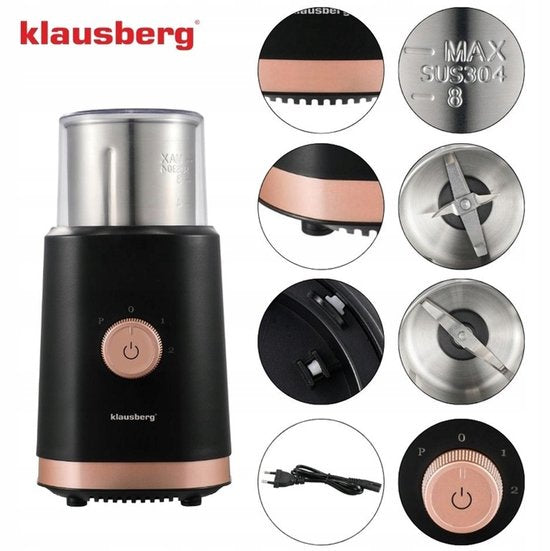 Klausberg KB-7992 elektrische koffie- en kruidenmolen 2-in-1 – 200 W, zwart – foto 3