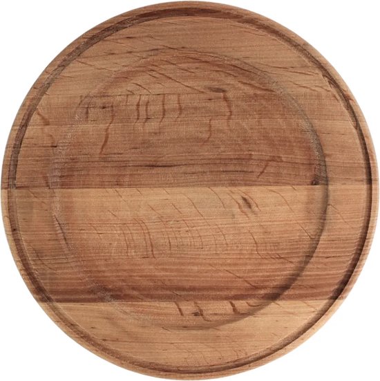 BRIZOLL serveerpan van gietijzer met houten onderzetter, 20 cm