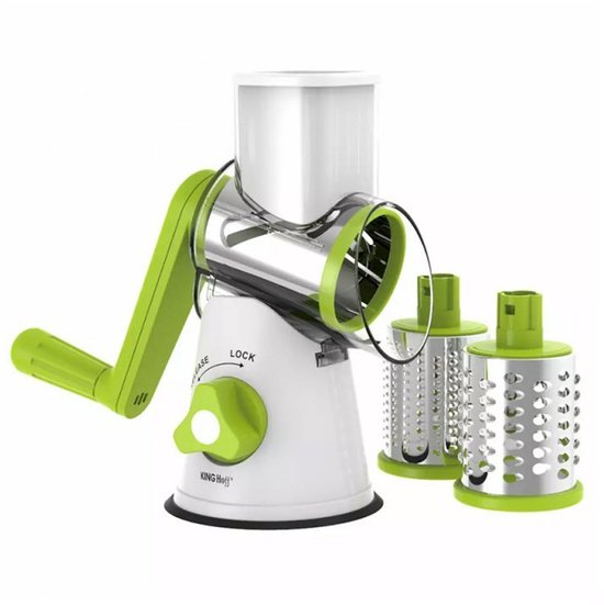 Kinghoff KH-1652 - Multifunktionale Trommelreibe - Edelstahl - 3 austauschbare Klingen