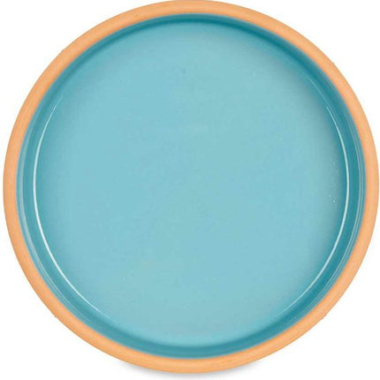 La Dehesa Tapas serveerschaal - 2x stuks - terracotta - blauw - D23 x H4 cm - hapjes serveren - ovenschaal - rond