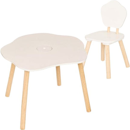 Douceur Organic Kindermeubel - Kindermeubelset - Kindermeubel - 1 Tafel + 1 Stoel - Set voor Kinderen - MDF & Dennenhout - Wit
