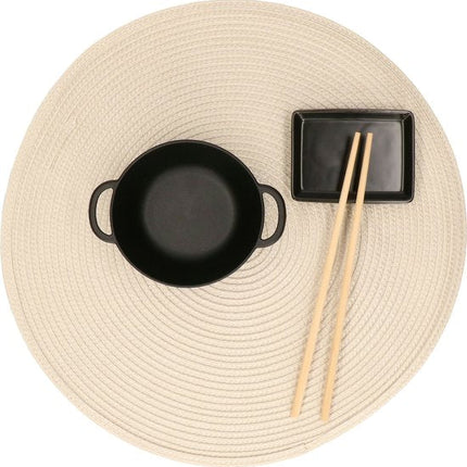 Secret de Gourmet ronde placemat - Set van 4x stuks - beige - gevlochten kunststof - Dia 38 cm - Onderleggers