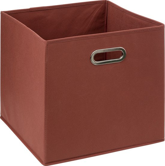 5Five Opbergmand / kastmandje - Steenrood - 31 x 31 x 31 cm - 29 liter - Vakkenkast manden - Stof met versterkte bodem - Opvouwbaar