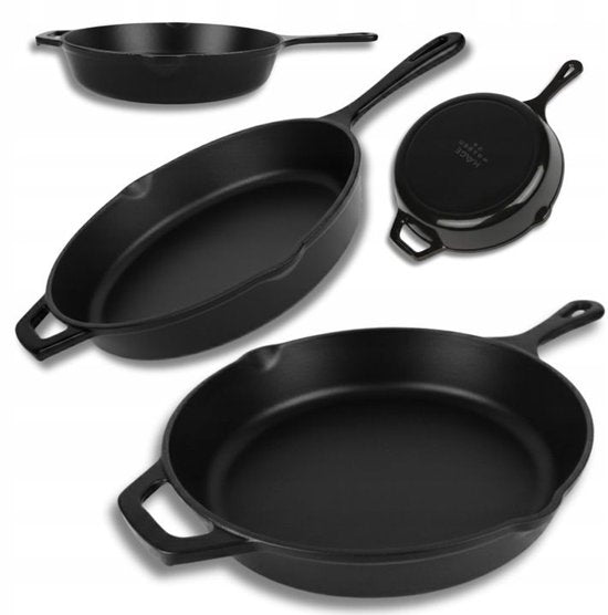 Hage - Cast Iron Frying Pan - Enamelled Skillet - Induction, Gas & Oven Safe - Sturdy Handle - Even Heat Distribution - Durable Frying Pan for Daily Use - Ø26 cm - Matte Black