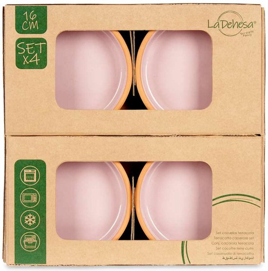 La Dehesa - Tapas / Creme brulee schaaltjes - 8x stuks - terracotta / roze - 16 x 4 cm - serveerschaaltjes - hapjes - voedsel