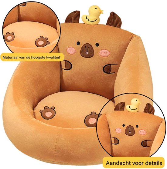 Zachte kinderstoel capybara met eend – pluche kinderfauteuil, 50 x 45 cm – foto 3