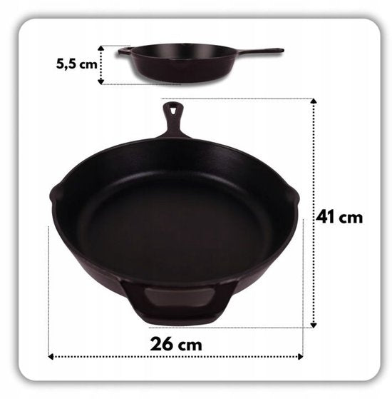 Hage - Cast Iron Frying Pan - Enamelled Skillet - Induction, Gas & Oven Safe - Sturdy Handle - Even Heat Distribution - Durable Frying Pan for Daily Use - Ø26 cm - Matte Black