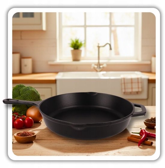 Hage - Cast Iron Frying Pan - Enamelled Skillet - Induction, Gas & Oven Safe - Sturdy Handle - Even Heat Distribution - Durable Frying Pan for Daily Use - Ø26 cm - Matte Black