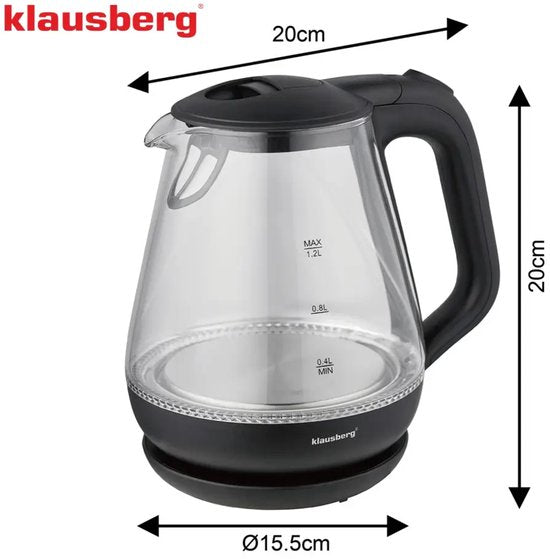 Klausberg KB-9003 - Waterkoker - 1. 2 liter - Zwart - 1630 watt