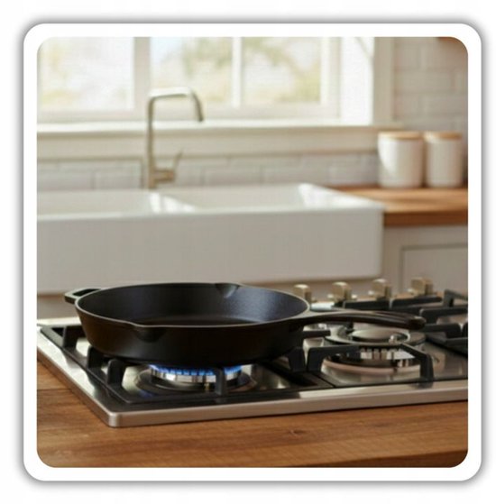 Hage - Gietijzeren Koekenpan - Geëmailleerde Bakpan - Inductie, Gas & Oven - Stevige Handgreep - Gelijkmatige Warmteverdeling - Duurzame Koekenpan voor Dagelijks Gebruik - Ø26cm - Matte Zwart