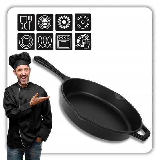 Hage - Cast Iron Frying Pan - Enamelled Skillet - Induction, Gas & Oven Safe - Sturdy Handle - Even Heat Distribution - Durable Frying Pan for Daily Use - Ø26 cm - Matte Black