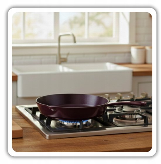 Hage - Gusseiserne Pfanne - Emaillierte Bratpfanne mit hohem Rand - Induktion, Gas, Elektro & Backofengeeignet - Zum Backen und Braten - Gleichmäßige Wärmeverteilung - Ergonomischer Griff - Ø 26 cm - Auberginenfarben