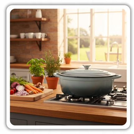 Hage - Gietijzeren Braadpan - Braadpan - Cast Iron Casserole met Deksel - Geëmailleerd - Geschikt voor Inductie & Oven - 6 Liter - 34 x 26 x 18 cm - Pastel Teal