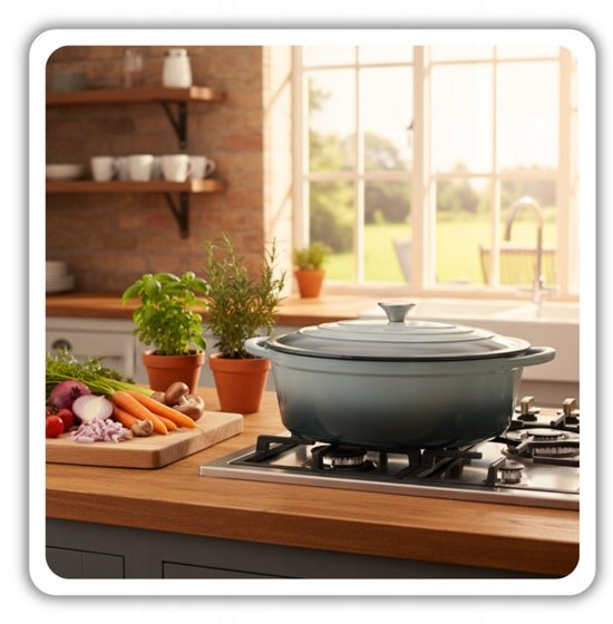 Hage - Gietijzeren Braadpan - Braadpan - Cast Iron Casserole met Deksel - Geëmailleerd - Geschikt voor Inductie & Oven - 6 Liter - 34 x 26 x 18 cm - Pastel Teal