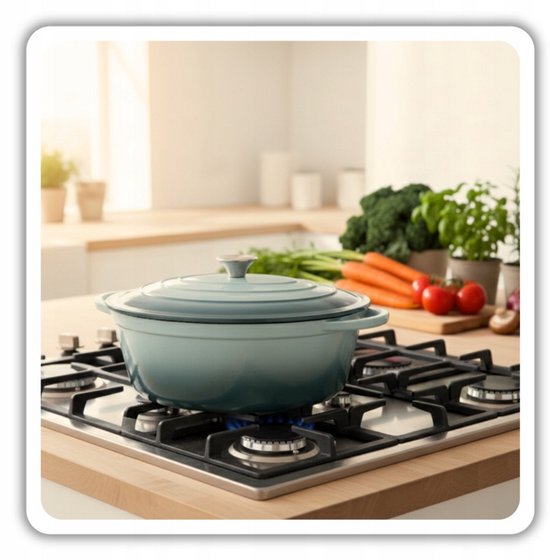 Hage - Cast Iron Casserole - Dutch Oven - Cast Iron Casserole with Lid - Enamelled - Suitable for Induction & Oven - 6 Litres - 34 x 26 x 18 cm - Pastel Teal