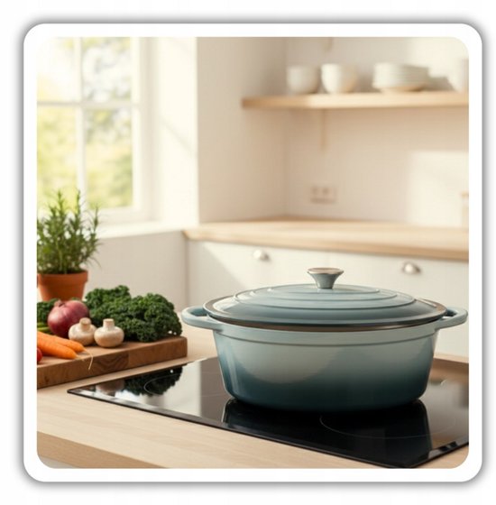 Hage - Cast Iron Casserole - Dutch Oven - Cast Iron Casserole with Lid - Enamelled - Suitable for Induction & Oven - 6 Litres - 34 x 26 x 18 cm - Pastel Teal
