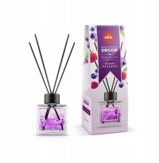 Elix - Duftstäbchen - Duftstäbchen mit Perlen - Lufterfrischer - Innenraum-Parfum-Diffusor – Duftstäbchen Langanhaltender Duft - Dekorativer Aroma-Diffusor - für Wohnzimmer & Badezimmer - 100 ml - Berry Paradise
