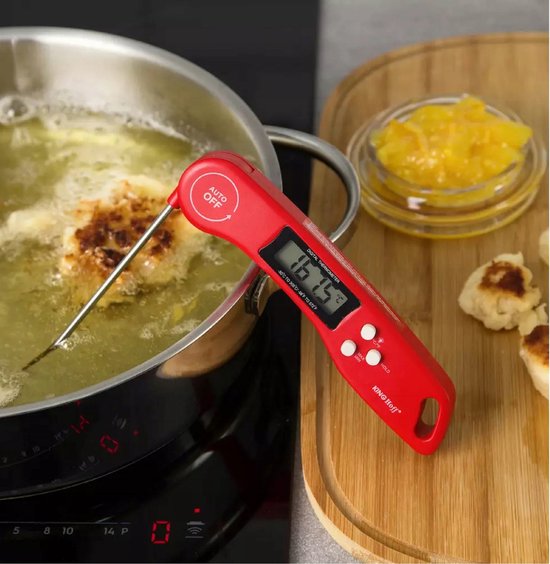 Digitale Thermometer voor Keuken, Koken, Voedsel Melk, Vlees, BBQ, Water, Thee Voor Binnen en Buiten, Waterdicht, RVS, Ultrasnel Rood