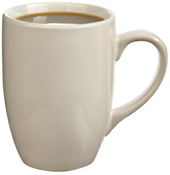 5Five Koffiemokken Colorama - 6x stuks - Keramiek - wit - 380 ml - 9 x 11 cm