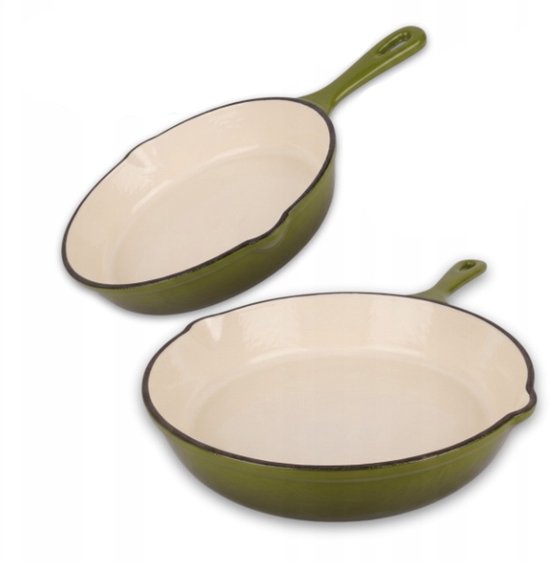 Hage Gusseisen-Bratpfannenset – Ø20 & Ø26 cm – Olivgrün