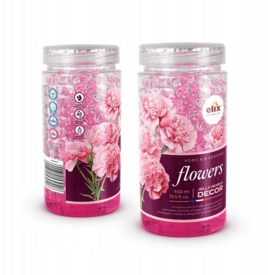 Elix - Jelly Pearls Scented Beads - Air Freshener - Gel Air Freshener - for Interior & Car - Scented Beads with Essential Oils - Long-lasting - 400 ml - Flowers