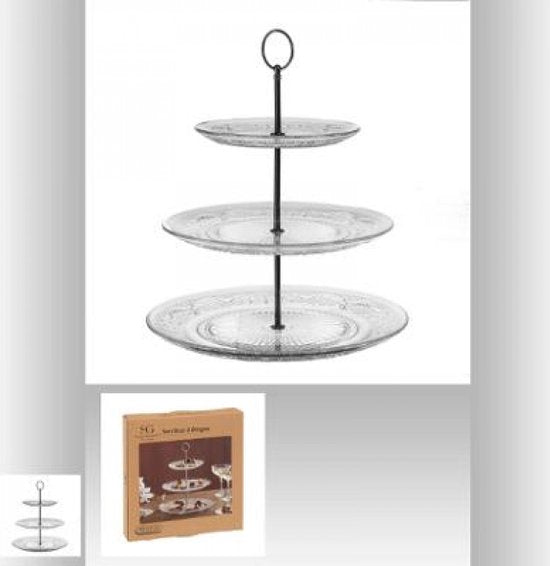 Secret de Gourmet glazen etagère 3-laags – serveerbord voor high tea, 34 cm – foto 5