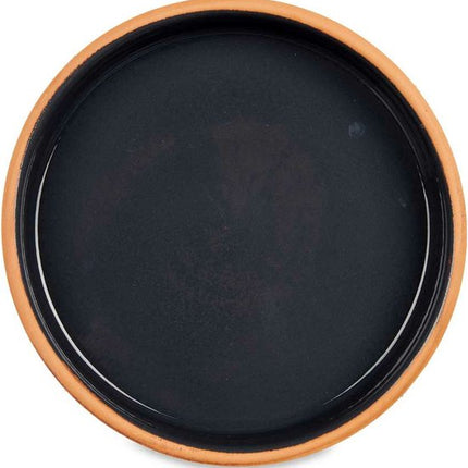 La Dehesa Tapas serveerschaal - 2x stuks - terracotta - zwart - D23 x H4 cm - hapjes serveren - ovenschaal - rond