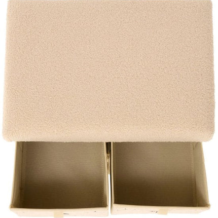 Atmosphera Kids Ezzio Opbergpoef met 4 lades - 39x38x50cm - Opvouwbaar - Beige